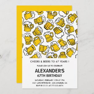 Hommes 67e anniversaire invitations Cheers et bièr