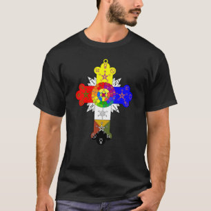 Hommes croisés roses de luxe de T-shirt de Lamen