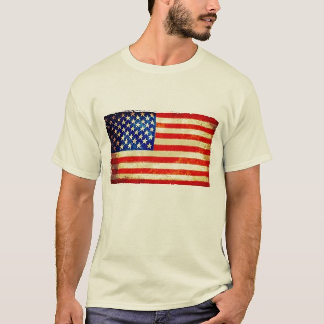 Hommes de T-shirt de drapeau américain (Devant)