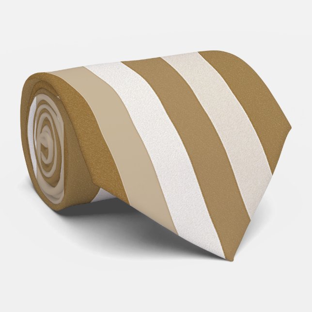 Hommes Designer Cravate Beige Stripe (Roulé)