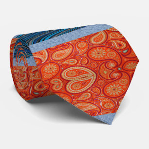 Hommes Designer Cravate Blue Orange Paisley