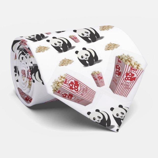 Hommes Designer Cravates Panda Bear Popcorn (Roulé)