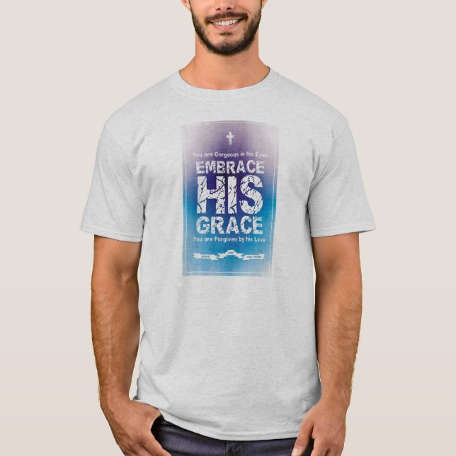 Hommes "embrassez le T-shirt de SES grâce" - gris (Devant)
