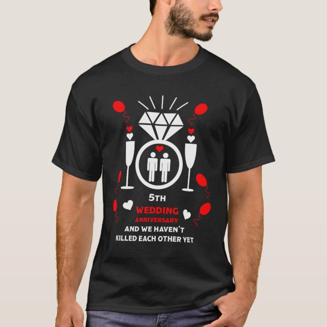 Hommes gays 5e anniversaire Mariage T-shirt (Devant)