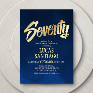 Hommes Marine Gold 70th Birthday Invitation