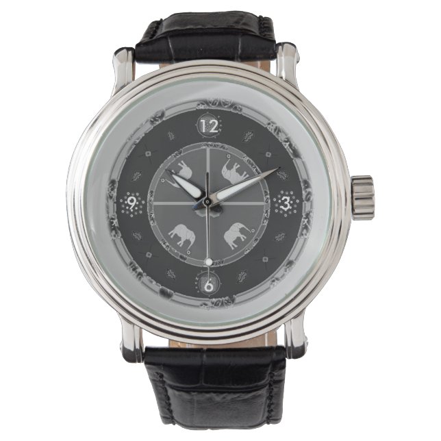 Hommes Montres Black éléphants personnalisés (devant)