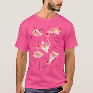 Hommes roses de T-shirt de Santa de Flamant rose
