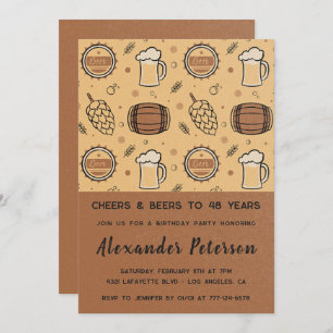 Hommes Rustic Beer 48e anniversaire invitations