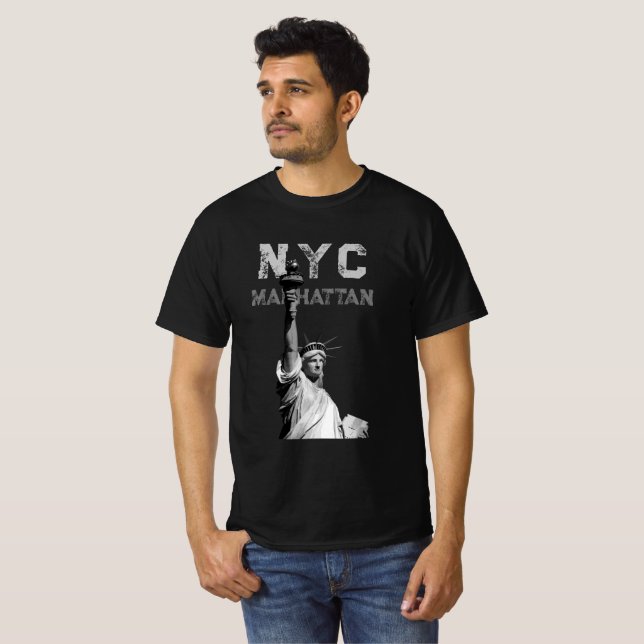 Hommes Tshirts modernes Nyc Manhattan Liberty Stat (Devant entier)