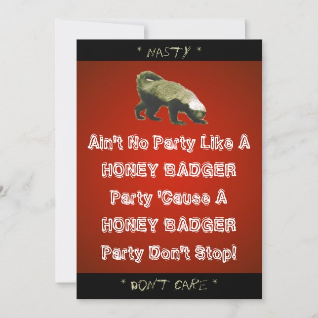 Honey Badger Theme Party Invitation personnalisée (Devant)