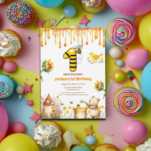 Honey Bear 1er Anniversaire Fête Invitation