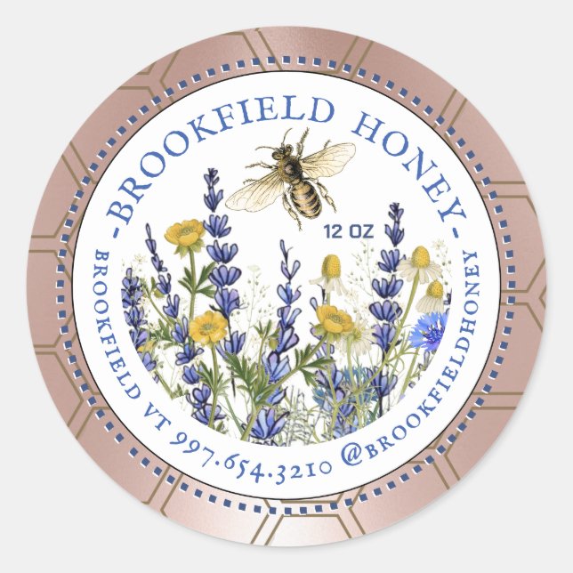 Honey Bear 8 ou 12 oz Étiquette Fleurs sauvages Be (Devant)
