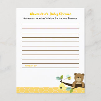 Honey Bear Custom Flyer Baby shower Conseils Carte