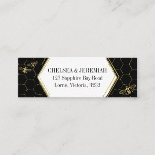 Honey Bee Black Gold Motif Carte d'adresse personn
