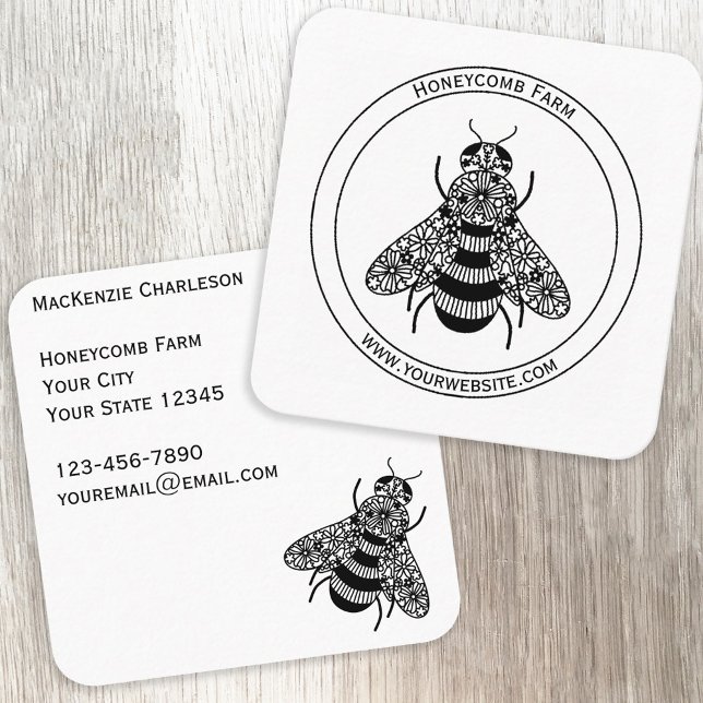 Honey Bee Carré Carte de visite (Créateur téléchargé)