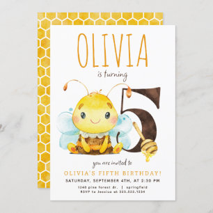 Honey Bee cinquième anniversaire Invitation