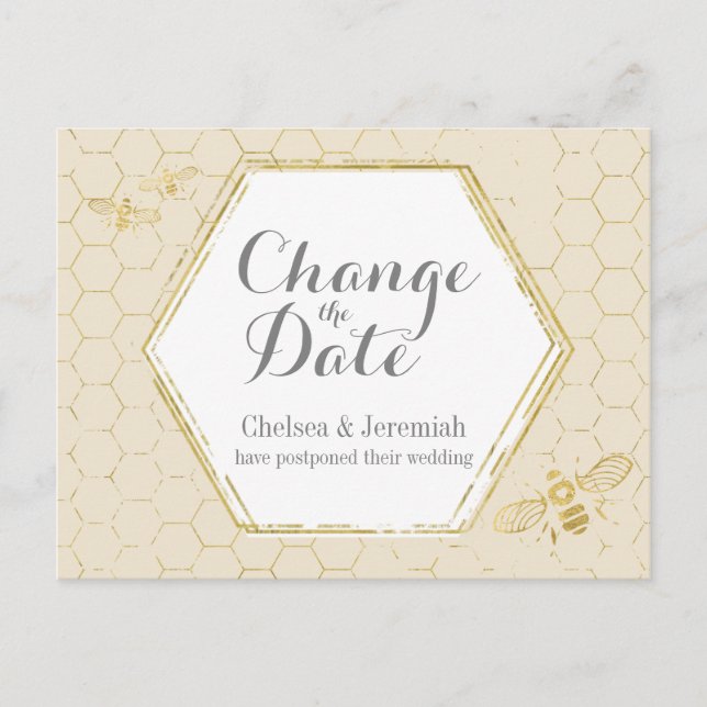 Honey Bee Cream Gold Changer la date Carte postale (Devant)