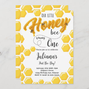 Honey Bee First Bee Day Invitation Anniversaire
