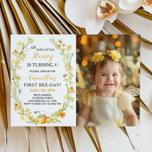 Honey Bee Floral 1er anniversaire Invitation