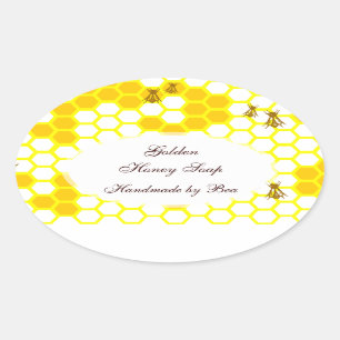 Honey Bee Honeycomb Art éditable Oval Sticker