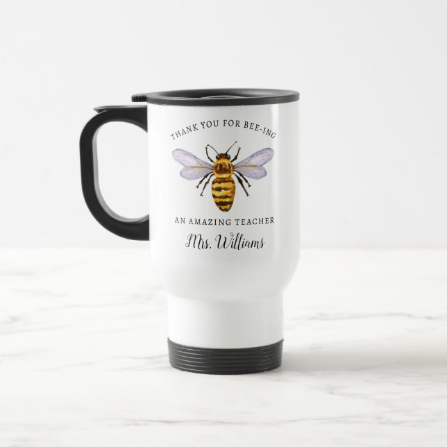 Honey Bee Professeur Appréciation Nom Voyage Mug (Gauche)