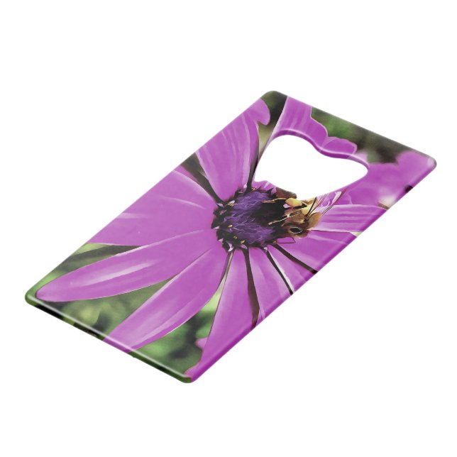 Honey Bee Sur Un Daisy Africain Violet (Dos Angle)