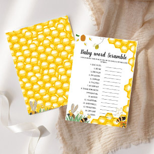 Honey Bee thèmes mot brouille jeu baby shower
