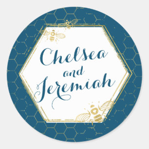 Honey Bee Turquoise Gold Nom personnalisé Sticker