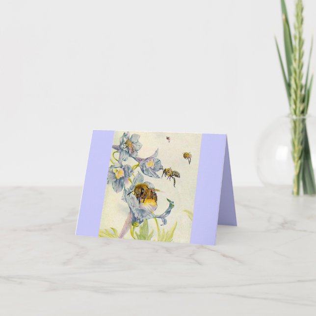 Honey Bees & Fleurs sauvages Lilac Merci Cartes (Devant)