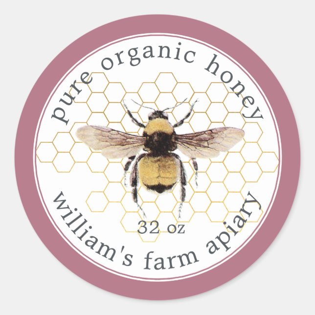 Honey Jar Étiquette Honeybee Apiary Honeycomb Cass (Devant)