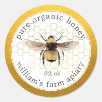 Honey Jar Étiquette Honeybee Apiary Honeypeb Gold