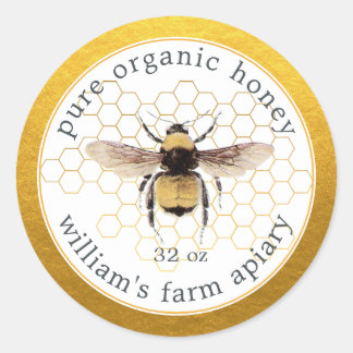 Honey Jar Étiquette Honeybee Apiary Honeypeb Gold