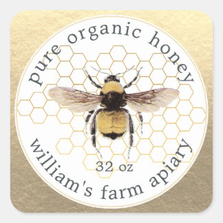 Honey Jar Étiquette Honeybee Apiary Honeypeb Gold