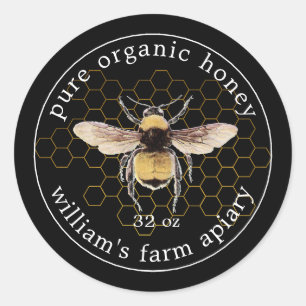 Honey Jar Étiquette Honeybee Apiary Honeypeb Gold