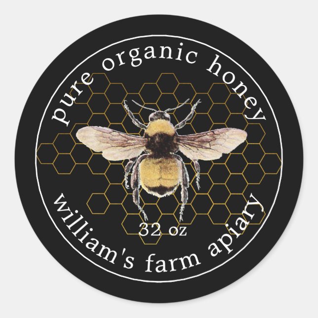Honey Jar Étiquette Honeybee Apiary Honeypeb Gold (Devant)