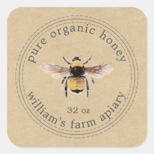 Honey Jar Étiquette Honeybee Apiary Kraft Papier