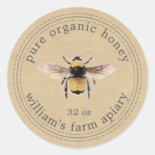 Honey Jar Étiquette Honeybee Apiary Kraft Papier