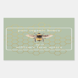 Honey Jar Étiquette Honeybee Apiary Laurel Green