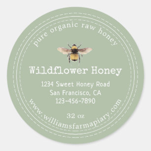 Honey Jar Étiquette Honeybee Apiary Laurel Green