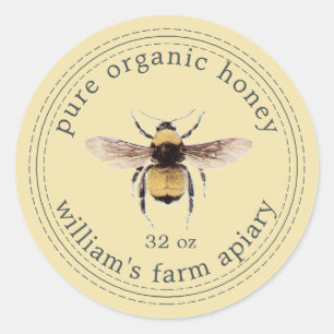 Honey Jar Étiquette Honeybee Apiary Pastel Jaune