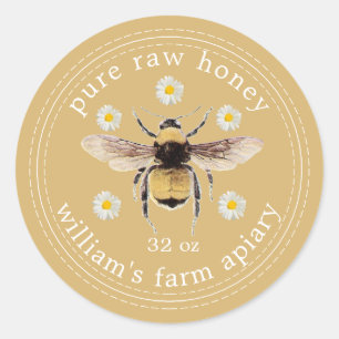Honey Jar Étiquette Honeybee Apière Automne Jaune