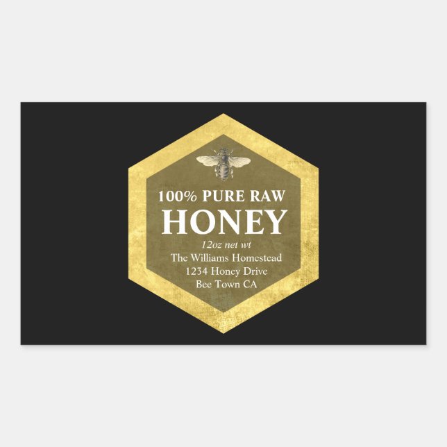 Honey Jar Étiquette | Nom de l'abeille et de l'abe (Devant)