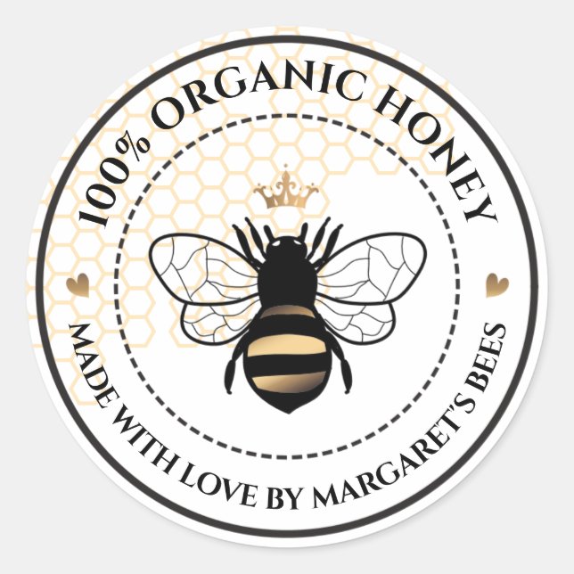 Honey Jar Étiquettes Honeybee Honeycomb Bee Apière (Devant)