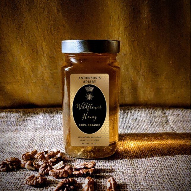 Honey jar script moderne queen bee étiquette (Créateur téléchargé)