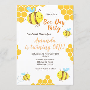 Honey Little Bee 1er Anniversaire Invitation