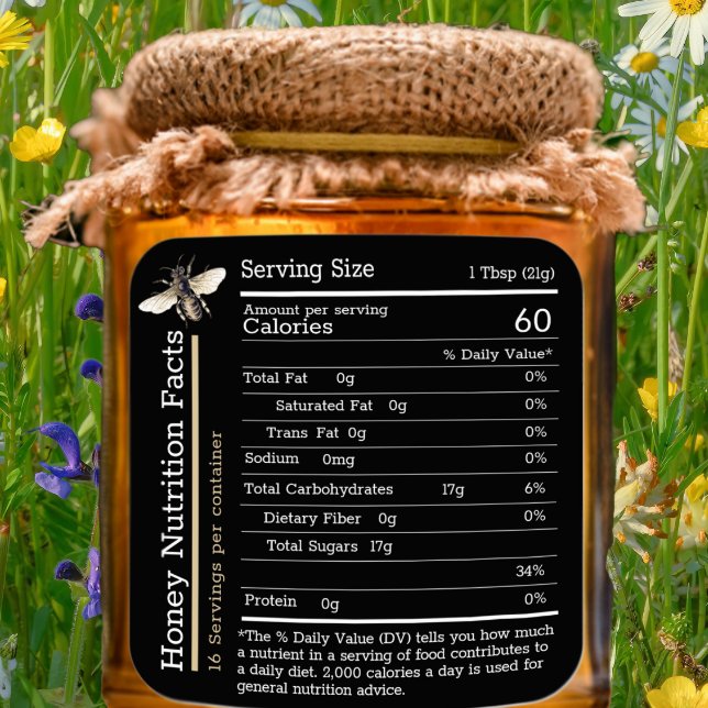 Honey Nutrition Facts Étiquette Black Bee (Créateur téléchargé)