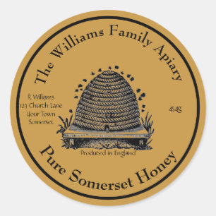 Honeybee Honey Jar Apiary Étiquette   Honey anglai