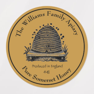 Honeybee Honey Jar Apiary Étiquette   Honey anglai