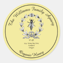 Honeybee Honey Jar Apiary Étiquette | Miel biologi