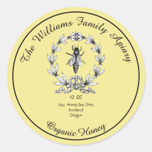 Honeybee Honey Jar Apiary Étiquette Miel biologi